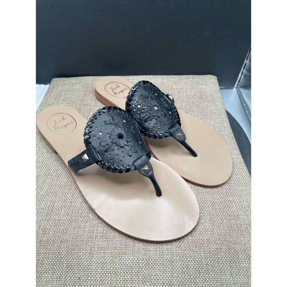 Jack Rogers Georgica Sandals in Black Women’s Size 8 Flats - Picture 1 of 9
